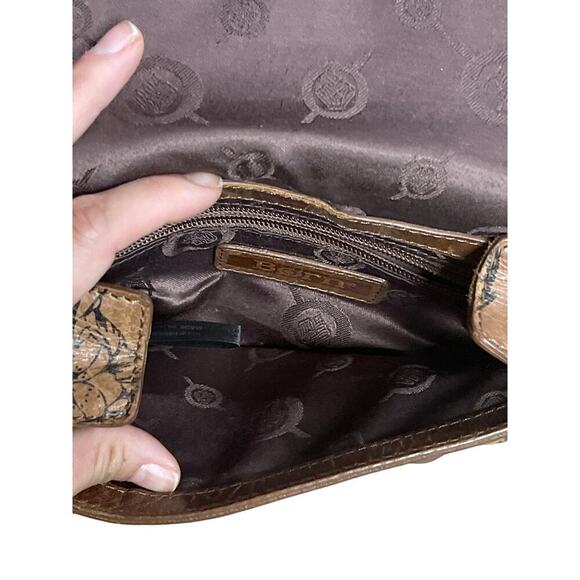 Born Brown Whimsical Festival Floral Print Leather Crossbody Purse - Picture 5 of 6